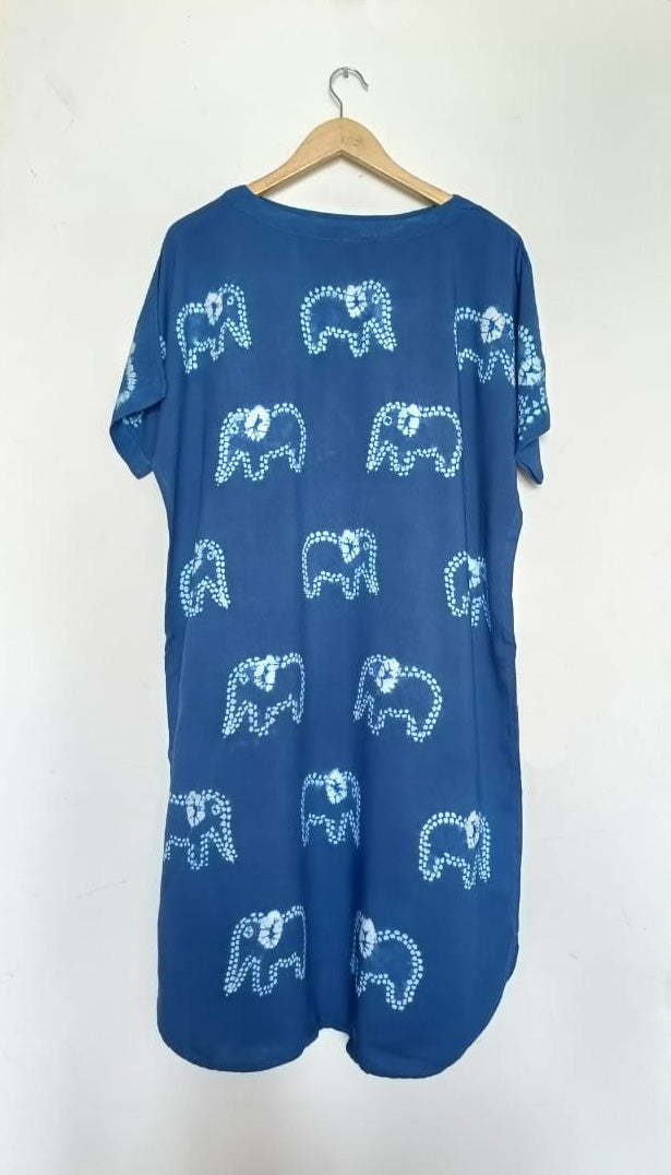 Elephants - Cotton Shibori Dress