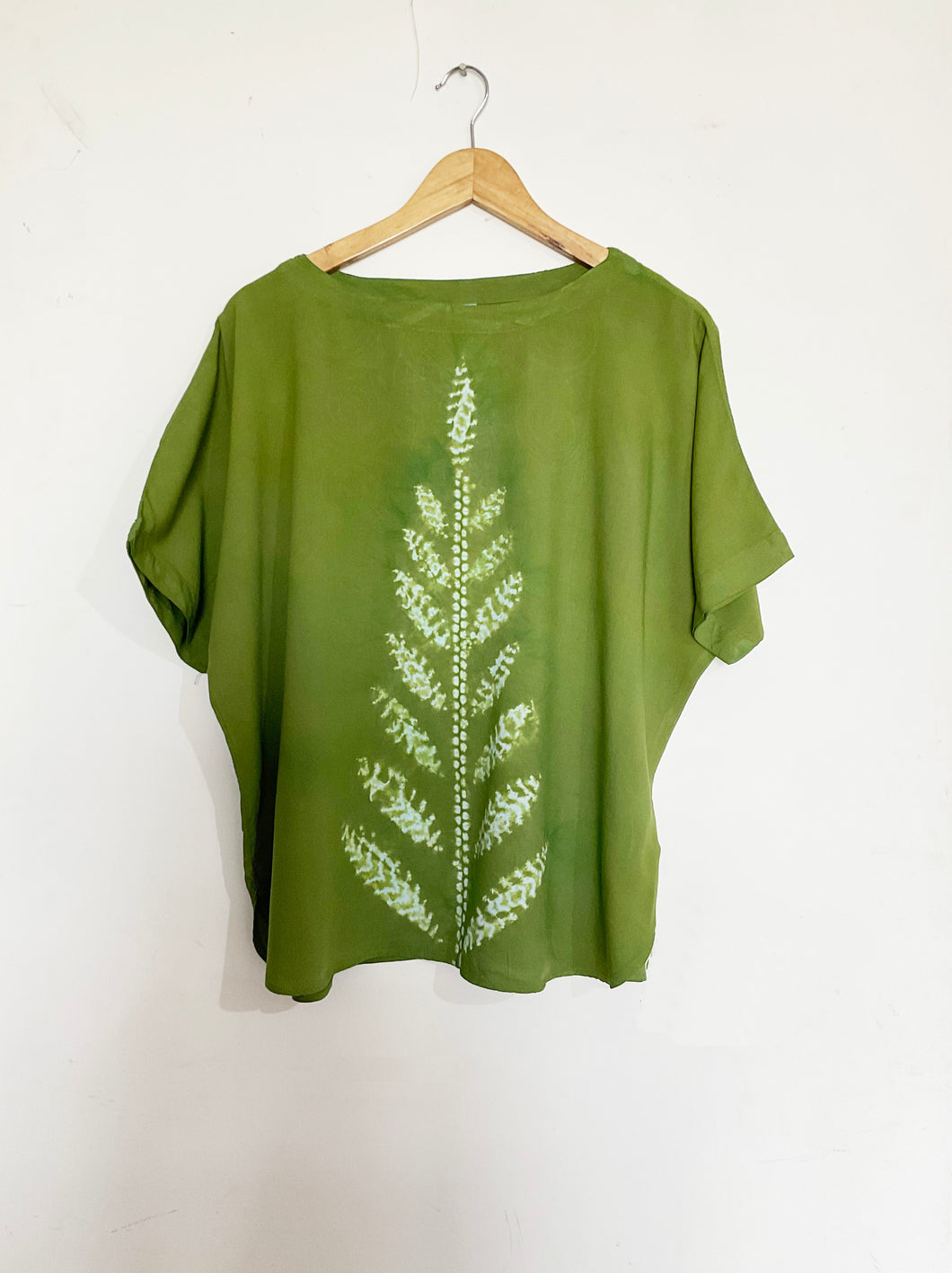 Light Green Sprig - Soft Shibori Cotton Top