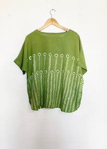 Green Marbles - Soft Shibori Cotton Top