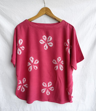 Pink Flowers - Soft Shibori Cotton Top