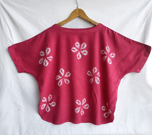 Pink Flowers - Soft Shibori Cotton Top