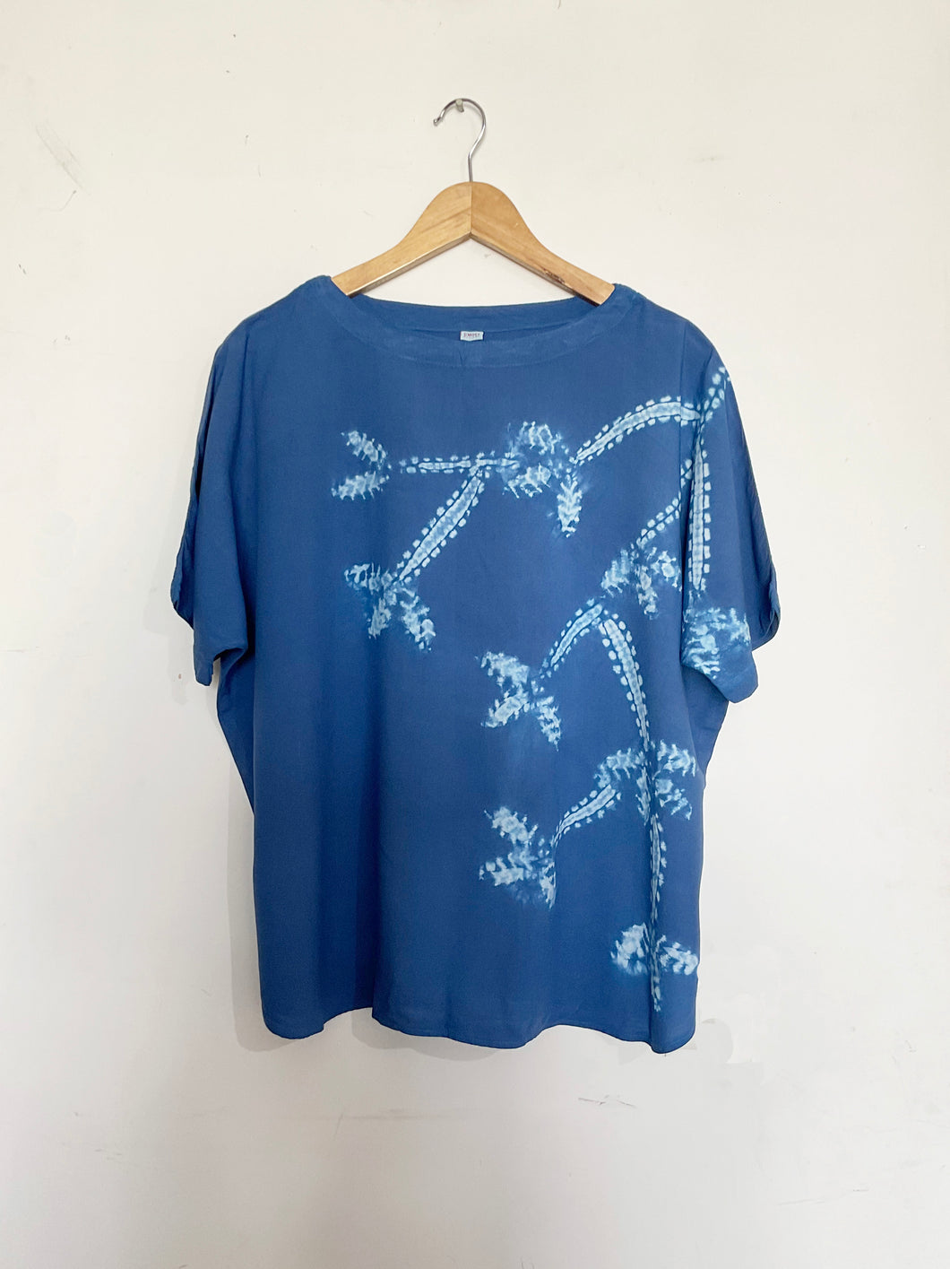 Bamboo Blue - Soft Shibori Cotton Top