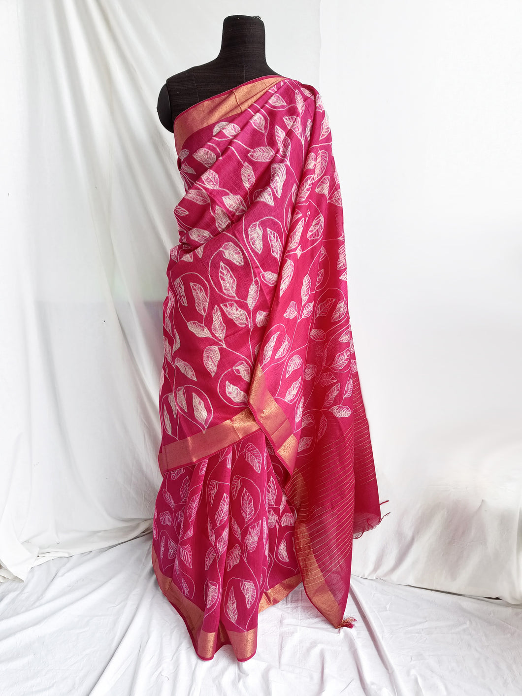 Rani Creeper - Tussar silk shibori saree with blouse