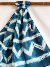 Load image into Gallery viewer, Smokey Blue -  Silk Shibori Stoles (22 inches by 80 inches)