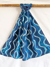 Load image into Gallery viewer, Blue Tracks-  Silk Shibori Stoles (22 inches by 80 inches)