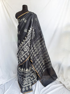 Herd in the Forest - Tussar Silk Shibori Saree