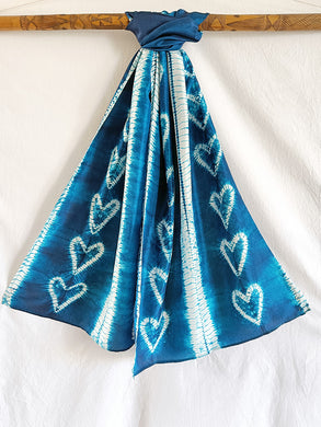 Blue Love -  Silk Shibori Stoles (22 inches by 80 inches)