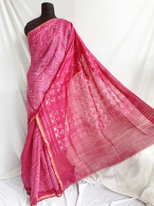 Zig Zag - Tussar silk shibori saree with blouse