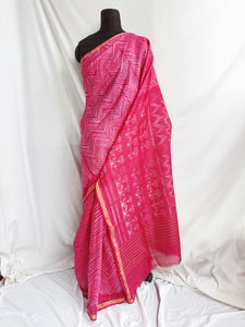 Zig Zag - Tussar silk shibori saree with blouse