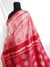 Load image into Gallery viewer, Red Bloom - Tussar silk Shibori saree