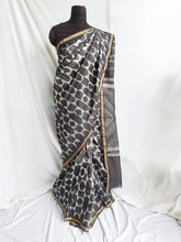 Load image into Gallery viewer, Charcoal Stars- Tussar silk Shibori saree