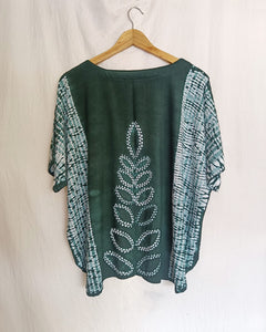 Green Sprig - Soft Shibori Cotton Top