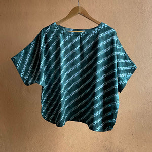 Green tracks - Soft Shibori Cotton Top