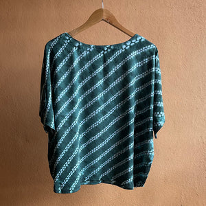 Green tracks - Soft Shibori Cotton Top