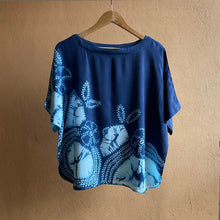 Load image into Gallery viewer, Blue Blossoms - Soft Shibori Cotton Top