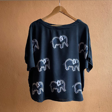 Herd of Elephants - Soft Shibori Cotton Top